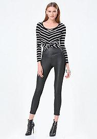 Bebe Striped Front Twist Tee