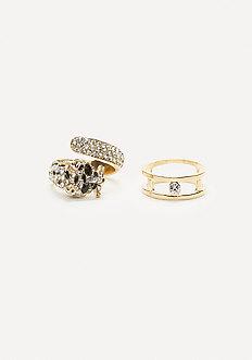 Bebe Lion Cocktail Ring Set