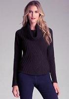 Bebe Ribbed Cowl Neck Sweater