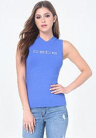 Bebe Logo Back Lace Up Top