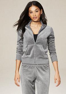 Bebe Charcoal Velour Zip Jacket
