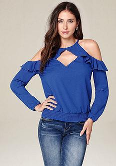 Bebe Allie Cold Shoulder Top