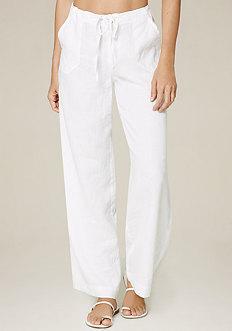Bebe White Linen Cargo Pants