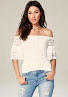 Bebe Lace Tiered Sleeve Top