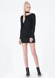 Bebe Front Zip Bodycon Dress
