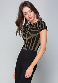 Bebe Geo Jacquard Bodycon Top