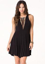Bebe Front Lace Up Dress
