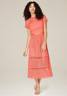 Bebe Jenna Geo Eyelet Maxi Dress
