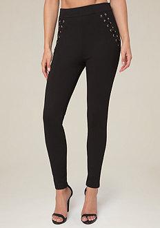 Bebe Grommet Lace Up Leggings
