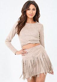 Bebe Erin Knotted Faux Suede Top
