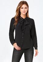 Bebe Sandwashed Silk Tie Shirt