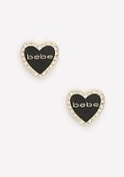 Bebe Logo Heart Stud Earrings