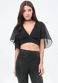 Bebe Flutter Sleeve Crop Top