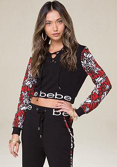 Bebe Logo Brooklyn Crop Hoodie