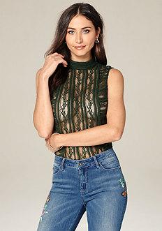 Bebe Lace Back Keyhole Top