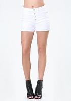 Bebe White Exposed Button Shorts