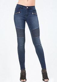 Bebe Pintuck Moto Skinny Jeans