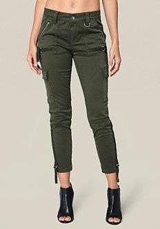 Bebe Sateen Strap Cargo Pants
