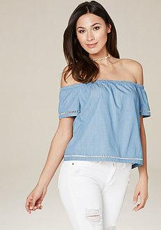 Bebe Ariah Chambray Top
