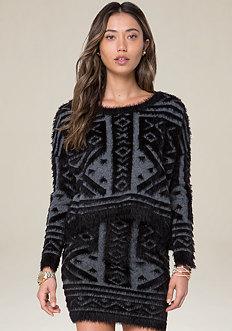 Bebe Tribal Eyelash Sweater