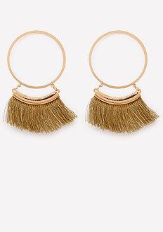 Bebe Tassel Trim Hoop Earrings