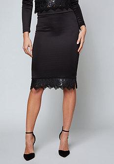 Bebe Scuba & Faux Leather Skirt