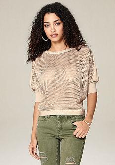Bebe Mesh Knit Dolman Sweater