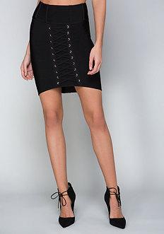 Bebe Front Lace Up Bandage Skirt