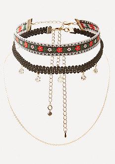 Bebe Embroidered Choker Set