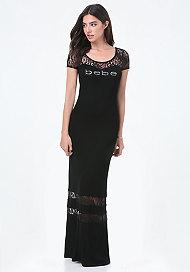 Bebe Logo Lace Inset Maxi Dress
