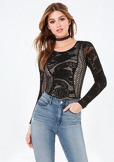 Bebe Floral Mesh Top