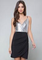 Bebe Metallic Overlay Dress