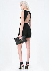 Bebe Crepe Open Back Romper