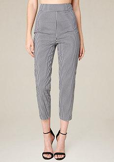 Bebe Gingham Crop Pants