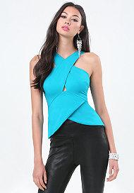 Bebe Crisscross Peplum Top