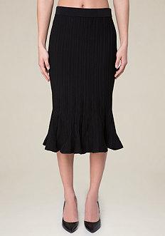 Bebe Knit Flutter Midi Skirt