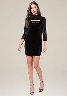 Bebe Logo Velvet Dress