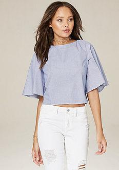 Bebe Flare Sleeve V-back Top