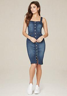 Bebe Stella Button Midi Dress