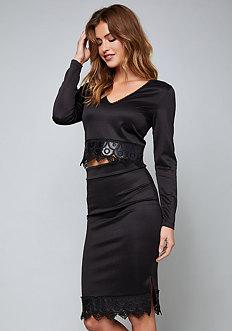 Bebe Scuba & Faux Leather Top