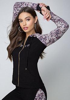 Bebe Logo Leopard Block Hoodie