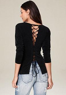 Bebe Lace Up Back Top