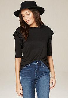 Bebe Ruffle Trim Top