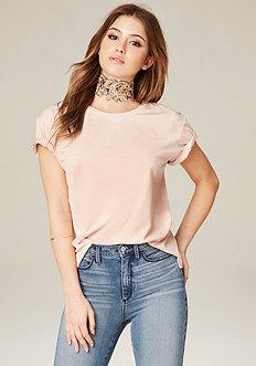 Bebe Faux Suede Crewneck Tee
