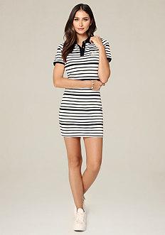 Bebe Logo Striped Tennis Dress