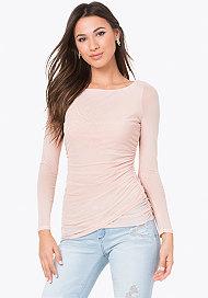 Bebe Mesh Ruched Top