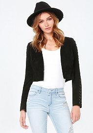 Bebe Suede Lace Up Crop Jacket