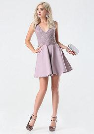Bebe Bead & Sequin Flared Dress