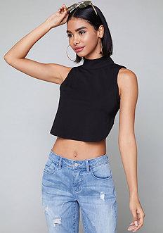 Bebe Logo Back Strap Crop Top