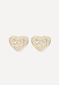 Bebe Logo Crystal Heart Earrings